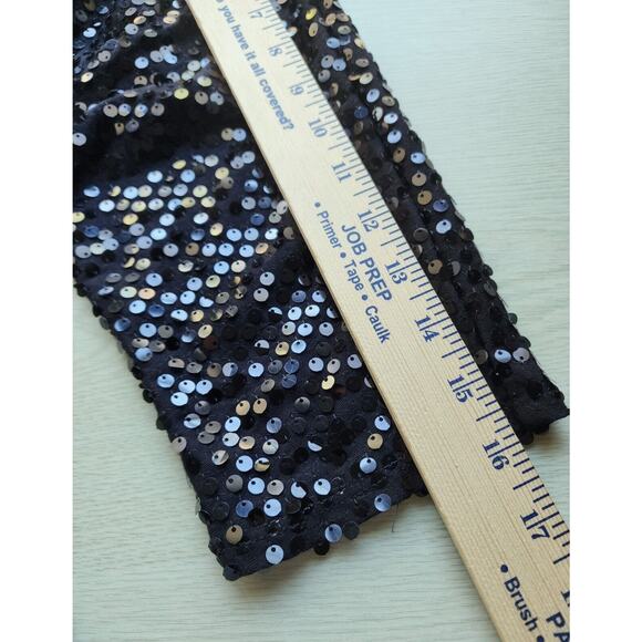 TOP-NUE OPTIONS-Black Sequins-Shirt Tail Bottom-3/4 Sleeves-Reflective-Size MED - Picture 13 of 14